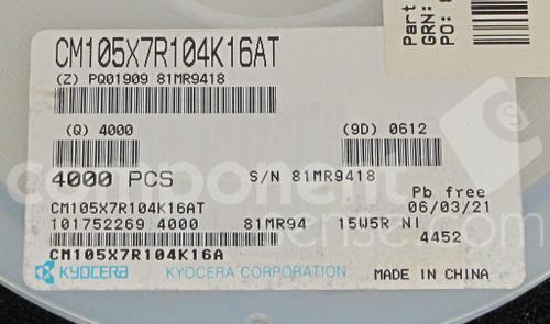 CM105X7R104K16AT 